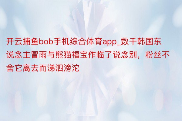 开云捕鱼bob手机综合体育app_数千韩国东说念主冒雨与熊猫福宝作临了说念别，粉丝不舍它离去而涕泗滂沱