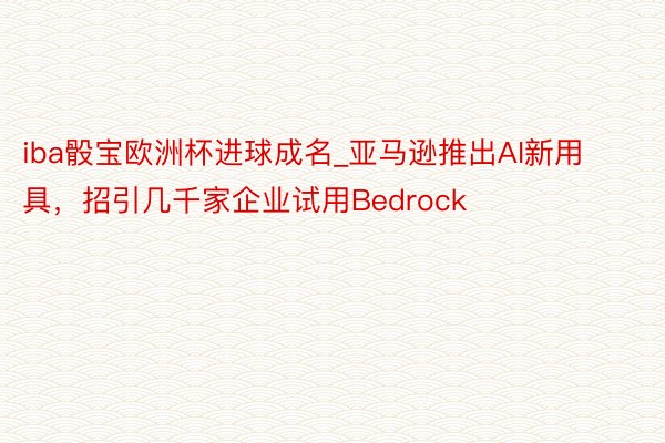 iba骰宝欧洲杯进球成名_亚马逊推出AI新用具，招引几千家企业试用Bedrock